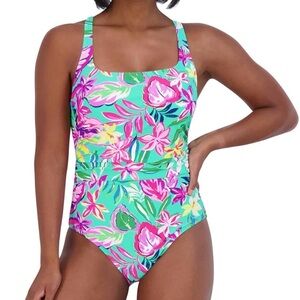 New without tag STELLA PARKER One Piece Bathing Suit Island Time Print